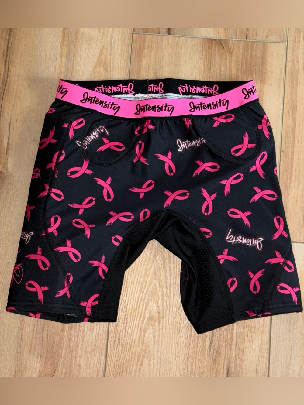 Padded Slide Softball Shorts Small Black Compression Pink Breast Cancer Ribbon
